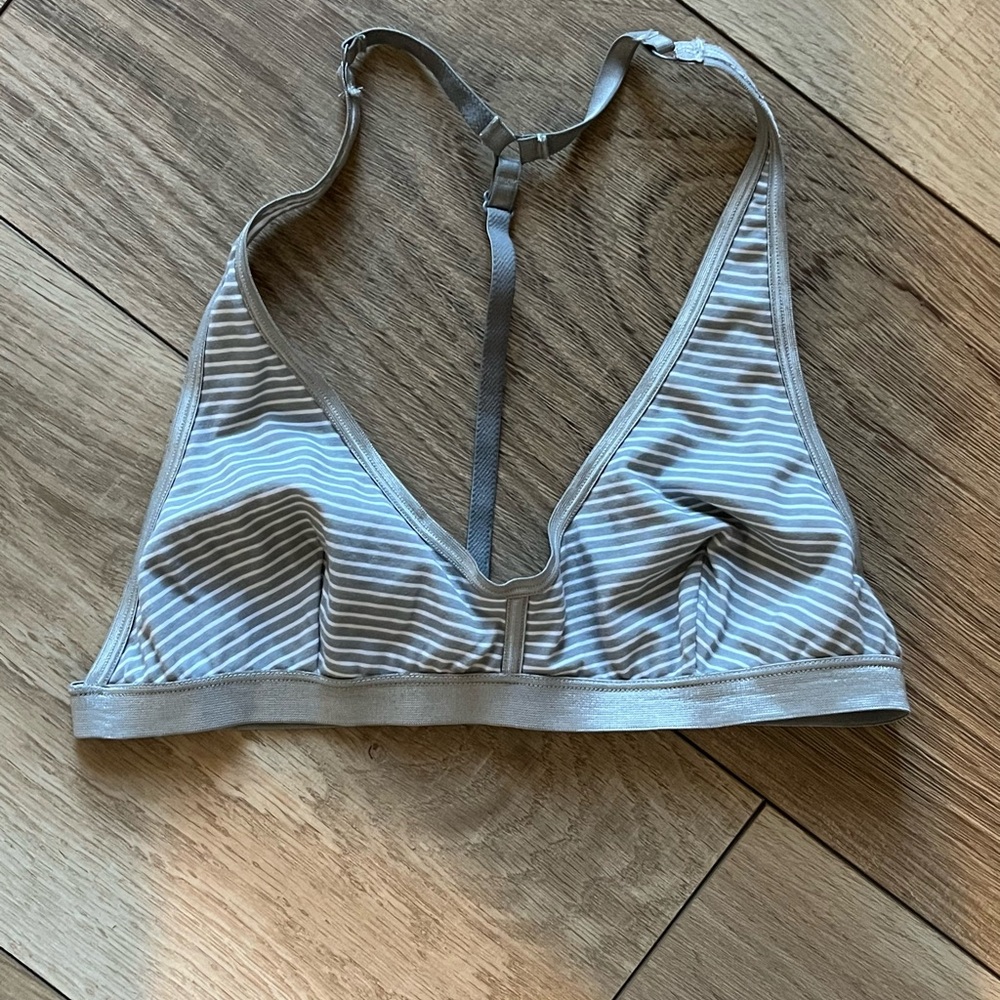 Urban Outfitters Gray and White Striped Bralette